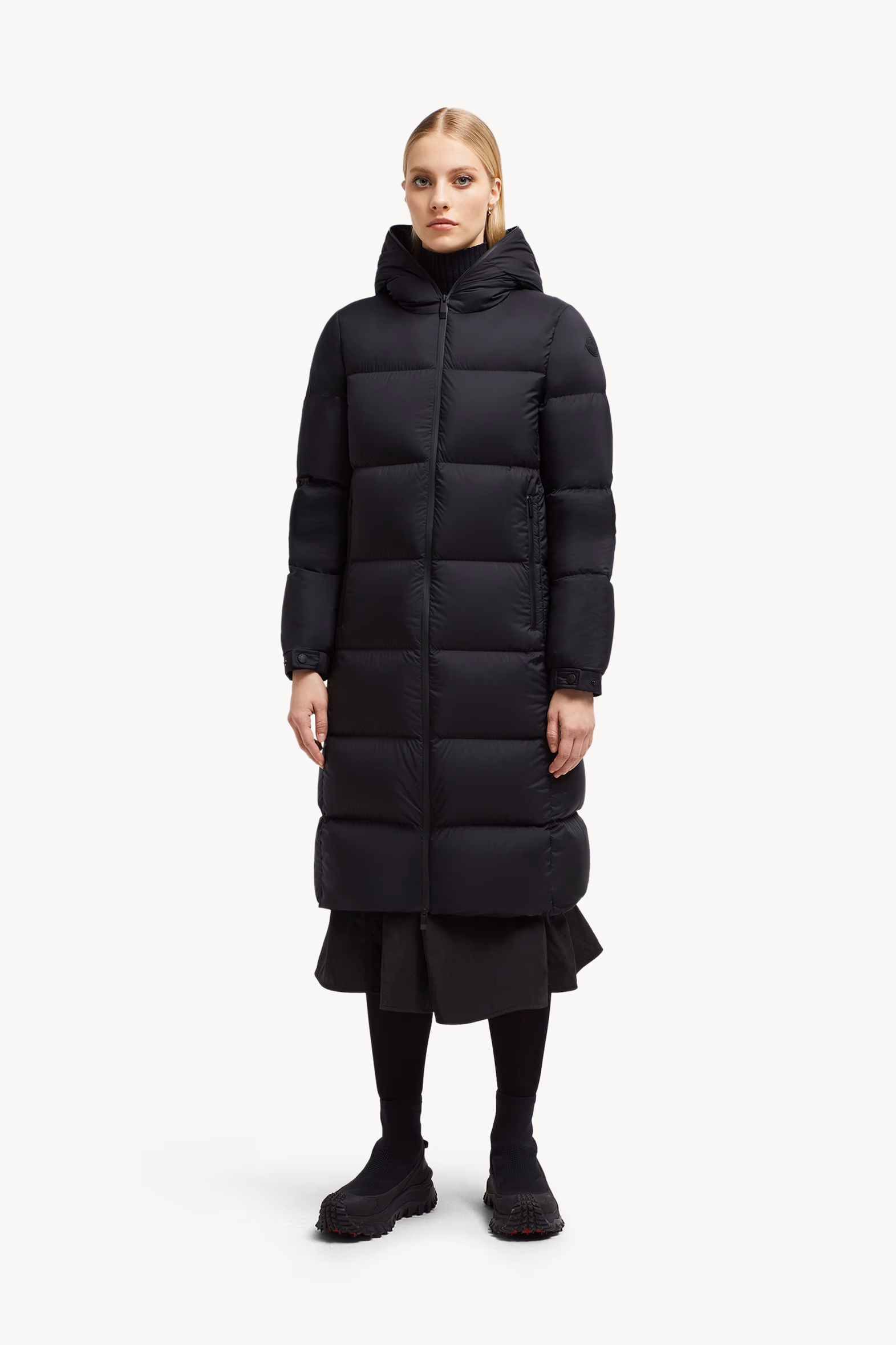 Arredoun Hooded Long Down Jacket Women Black Moncler 3